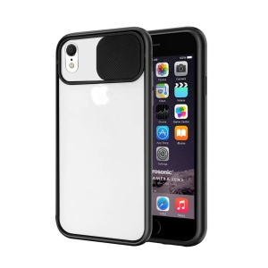 For Apple iPhone XR Black Case Shockproof TPU Smart Camera Protector Slide Back Cover