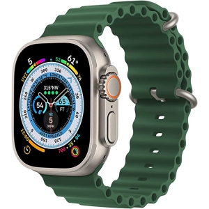 TopSave Ocean Band Compatible with Apple Watch Band 38mm 40mm 41mm, Adjustable Loop Silicone Waterproof Sport Strap for iWatch Series 1-8, Dark Green