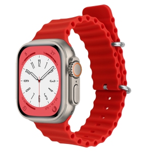 TopSave Ocean Band Compatible with Apple Watch Band 38mm 40mm 41mm, Adjustable Loop Silicone Waterproof Sport Strap for iWatch Series 1-8, Red