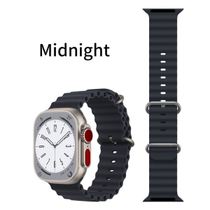 TopSave Ocean Band Compatible with Apple Watch Band 38mm 40mm 41mm, Adjustable Loop Silicone Waterproof Sport Strap for iWatch Series 1-8, Midnight