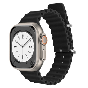 TopSave Ocean Band Compatible with Apple Watch Band 38mm 40mm 41mm, Adjustable Loop Silicone Waterproof Sport Strap for iWatch Series 1-8, Black