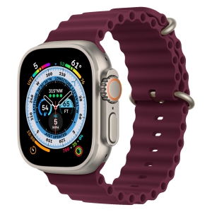 TopSave Ocean Band Compatible with Apple Watch Band 42mm 44mm 45mm 49mm, Adjustable Loop Silicone Waterproof Sport Strap for iWatch Series Ultra,1-8, Burgundy