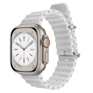TopSave Ocean Band Compatible with Apple Watch Band 38mm 40mm 41mm, Adjustable Loop Silicone Waterproof Sport Strap for iWatch Series 1-8, White