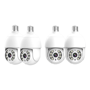NIERBO 4 Pack 4.0MP Outdoor Wireless Waterproof PTZ Security Camera with E27 Light Socket, Motion Auto Tracking, 2 Way Audio, Starlight Night Vision, WiFi Screw-in CCTV Camera