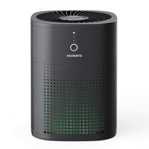 Air Purifiers for Bedroom, MORENTO Room Air Purifier HEPA Filter for Smoke, Allergies, Pet Dander Odor with Fragrance Sponge, Small Air Purifier with 24db Sleep Mode, HY1800, Black