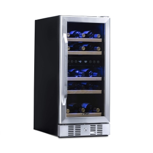 Newair 15" Built-in Wine Fridge, 29 Bottle Dual Zone Wine Cooler, Quiet Compressor with Beech Wood Shelves (AWR-290DB) - Stainless Steel