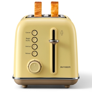 BUYDEEM DT620 2 Slice Toaster, Extra Wide Slots, Retro Stainless Steel with High Lift Lever, Bagel and Muffin Function, Removal Crumb Tray, 7-Shade Settings