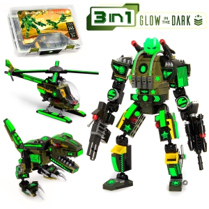 JitteryGit Army Dinosaur Robot Stem Building Toy | Gifts for Boys Ages 6 7 8 9 10 11