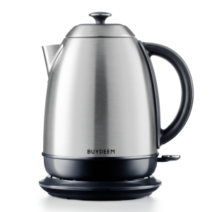 BUYDEEM K640 Stainless Steel Electric Tea Kettle with Auto Shut-Off and Boil Dry Protection, 1.7 Liter Cordless Hot Water Boiler with Swivel Base, 1440W