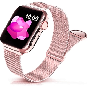 Navor Magnetic Stainless Steel Mesh Band Compatible with Apple Watch Ultra/Series 10/9/8/7/6/5/4/3/2/1/SE, Adjustable Replacement Strap for Men Women 42mm 44mm 45mm 49mm Wristband