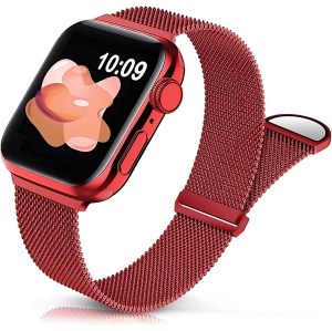 Navor Magnetic Stainless Steel Mesh Band Compatible with Apple Watch Ultra/Series 10/9/8/7/6/5/4/3/2/1/SE, Adjustable Replacement Strap for Men Women 42mm 44mm 45mm 49mm Wristband