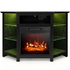 Costway Fireplace TV Stand w/ Led Lights & 18" Electric Fireplace for Tvs up to 50"