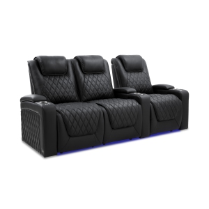 Valencia Oslo Luxury Edition Home Theater Seating | Semi-Aniline Italian Nappa 20000 Leather, Power Recline, Power Lumbar Support, Power Headrest, (Row of 3 Loveseat Left, Onyx)