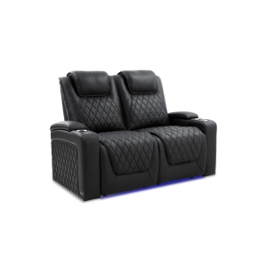 Valencia Oslo Luxury Edition Home Theater Seating | Semi-Aniline Italian Nappa 20000 Leather, Power Recline, Power Lumbar Support, Power Headrest, (Row of 2 Loveseat, Onyx)
