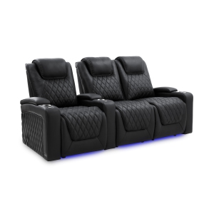 Valencia Oslo Luxury Edition Home Theater Seating | Semi-Aniline Italian Nappa 20000 Leather, Power Recline, Power Lumbar Support, Power Headrest, (Row of 3 Loveseat Right, Onyx)