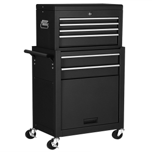 Gymax 2 in 1 Rolling Cabinet Storage Chest Box Garage Toolbox Organizer w/ 6 Drawers