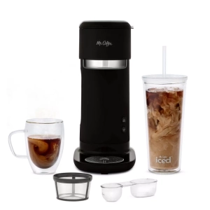 Mr. Coffee Single-Serve Iced and Hot Coffee Maker with Reusable Tumbler and Nylon Filter