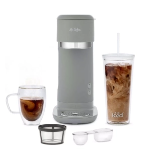 Mr. Coffee Single-Serve Iced and Hot Coffee Maker with Reusable Tumbler and Nylon Filter