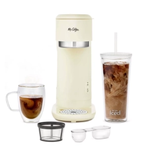 Mr. Coffee Single-Serve Iced and Hot Coffee Maker with Reusable Tumbler and Nylon Filter