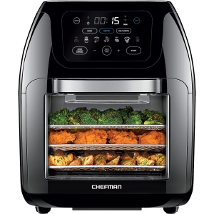 Multifunctional Digital Air Fryer+ Rotisserie, Dehydrator, Convection Oven, 17 Touch Screen Presets, Dehydrate & Bake, Auto Shutoff, Accessories Included, XL 10L Family Size, Black