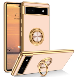 Google Pixel 6a Case,Slim Silicone Cover with 360 Degree Rotation Magnetic Car Finger Ring Holder Kickstand Shockproof Protective Women Men Phone Cases for Google Pixel 6a 6.1 Inch