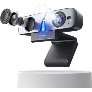 ROCWARE RC08 Webcam, Webcam HD 2K avec Microphone et Haut-Parleur