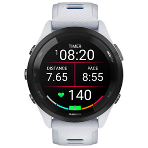 Garmin Forerunner 265 46mm AMOLED Bluetooth GPS Running Smartwatch - Whitestone/Tidal Blue