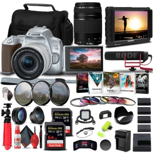 Canon EOS 250D / Rebel SL3 DSLR Camera with 18-55mm Lens (Silver) Ultimate Recording Bundle