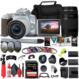 Canon EOS 250D / Rebel SL3 DSLR Camera with 18-55mm Lens (Silver) Pro Bundle