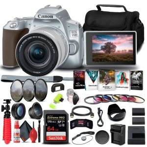 Canon EOS 250D / Rebel SL3 DSLR Camera with 18-55mm Lens (Silver) Starter Bundle