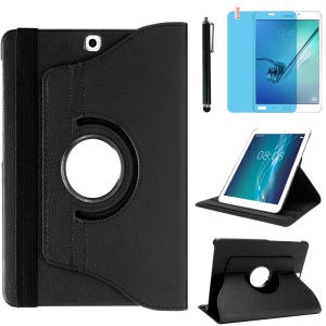 Case for Samsung Galaxy Tab S2 9.7 inch (SM-T810 SM-T813 SM-T815 SM-T817 SM-T818 SM-T819), 360 Degree Rotating Stand Case Smart Protective Cover, Bonus Stylus Pen,Screen Film (Blac