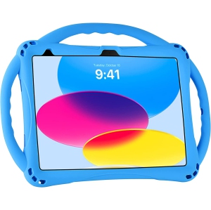 iPad 10th Generation Kids Case,A iPad 10.9 inch Case 10th Generation Built-in Stand Handle and Comes with a Strap,Lightweight Shockproof Silicone iPad Cover 10.9 inch 2022(Blue)