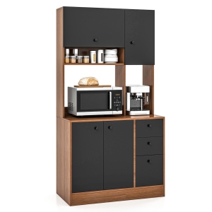 Costway 71" Tall Kitchen Pantry Buffet Hutch Freestanding Storage Cabinet 4 Doors