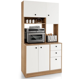 Costway 71" Tall Kitchen Pantry Buffet Hutch Freestanding Storage Cabinet 4 Doors