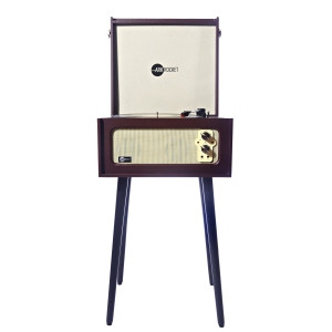 Arkrocket Discovery Bluetooth Record Player Stand with 3-Speed Turntable-Brown/Cream