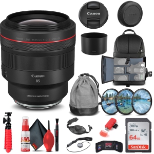 Canon RF 85mm f/1.2L USM DS Lens (3450C002) + Filter Kit + BackPack + More (International Version)