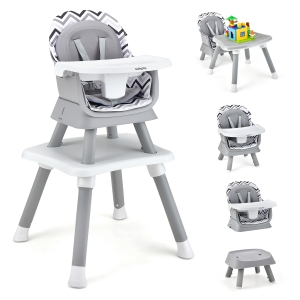 Costway 6-in-1 Baby High Chair Convertible Dining Booster Seat with Removable Tray
