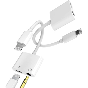 Iphone AUX Adapter for Headphone Jack Cable(2pack)2 in 1 Lightning to 3.5mm Splitter Dongle Charger Audio Cord
