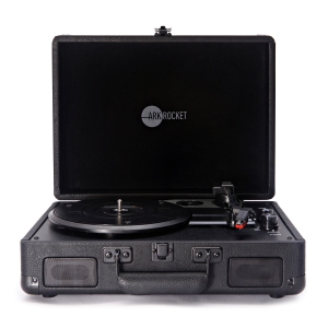 Arkrocket Curiosity Bluetooth Turntable Retro Suitcase 3-Speed Record Player with Built-in Speakers-Black