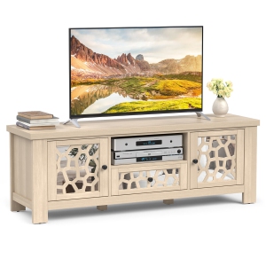 Gymax 55'' Retro TV Stand Media Entertainment Center w/ Mirror Doors & Drawer
