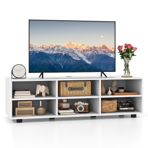 Gymax TV Cabinet for 50-Inch TV 42'' TV Stand w/ 3 Adjustable Shelves Grommet & Cable Hole