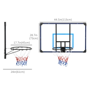 Soozier Wall Mounted Basketball Hoop, Mini Hoop with 45'' x 29