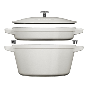 STAUB Stackable Set Stackable Set 3 Piece Cast Iron, White Truffle