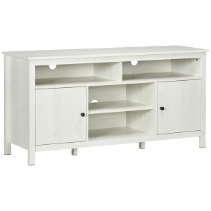 HOMCOM TV Cabinet Stand for TVs up to 65", Entertainment Center with Storage Shelves and Doors for Living Room, Bedroom, White