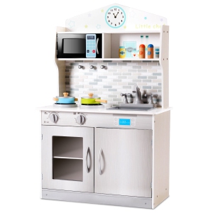 Gymax Kids Wooden Pretend Cooking Playset Cookware Play Set Kitchen Toys Toddler Gift