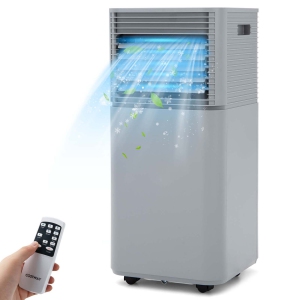 Gymax 3-in-1 Portable Air Conditioner - 8000 BTU (230 sq ft Coverage) - 65dB, Window Kit, Remote - Grey