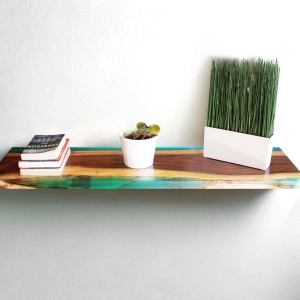 Small Epoxy Resin River Table Top/Shelf 48" x 12"