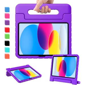 B Kids Case for iPad 10th Generation 10.9 inch 2022, iPad 10th Case, Shockproof Light Weight Covertible Handle Stand iPad 10th Generation Case for Kids Toddlers Boys, Purple