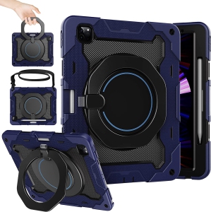 R for iPad Pro Case 12.9 6th 5th 4th 3rd Generation ( 2022 2021 2020 2018 ) with Screen Protector for Kids Boys, 360 Rotating Stand Shoulder Strap Shockproof Cover for iPad Pro M2