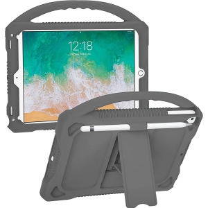 iPad 6th/5th Generation Case for Kids,J Premium Silicone Cover for iPad 9.7inch 2018/2017,Built-in Stand Handle iPad Air/Air 2(Grey)